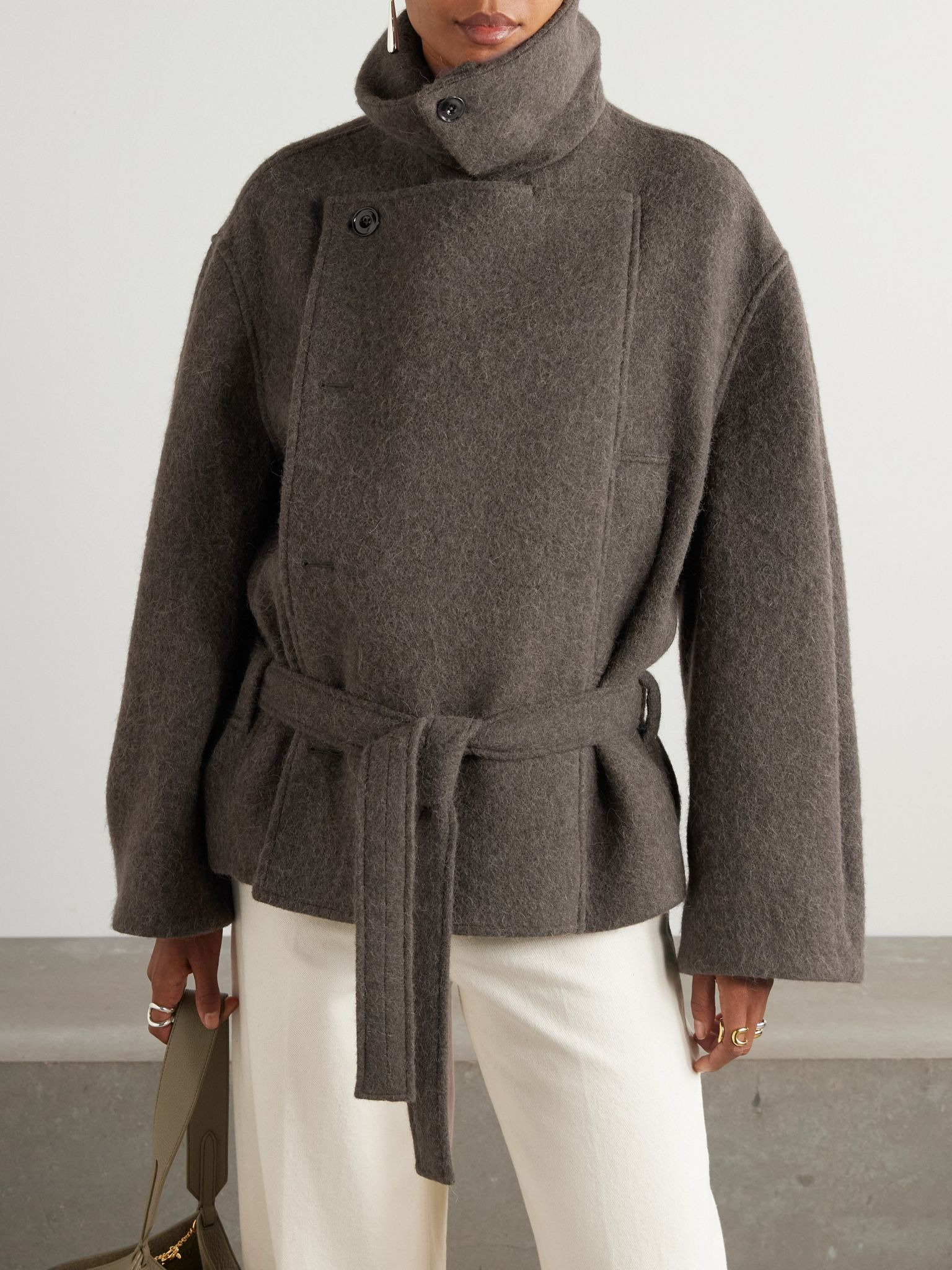 Belted wool and alpaca-blend coat Army green - 3