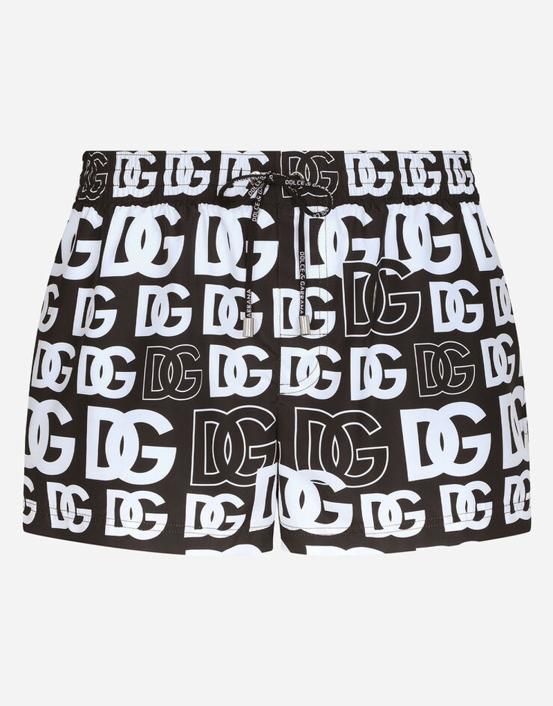 Short swim trunks with all-over DG print 1