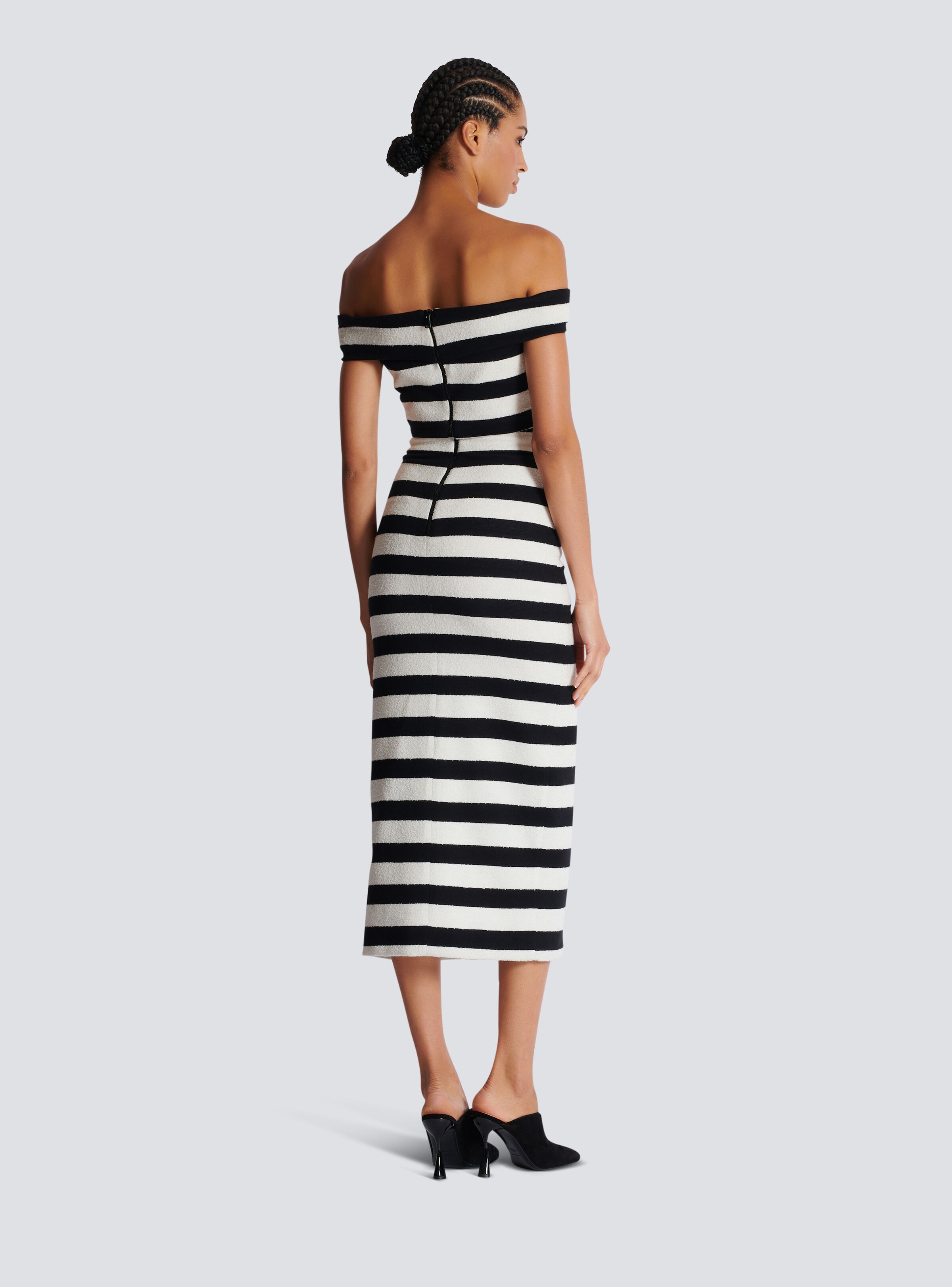 Two-tone buttoned knit midi skirt - 4