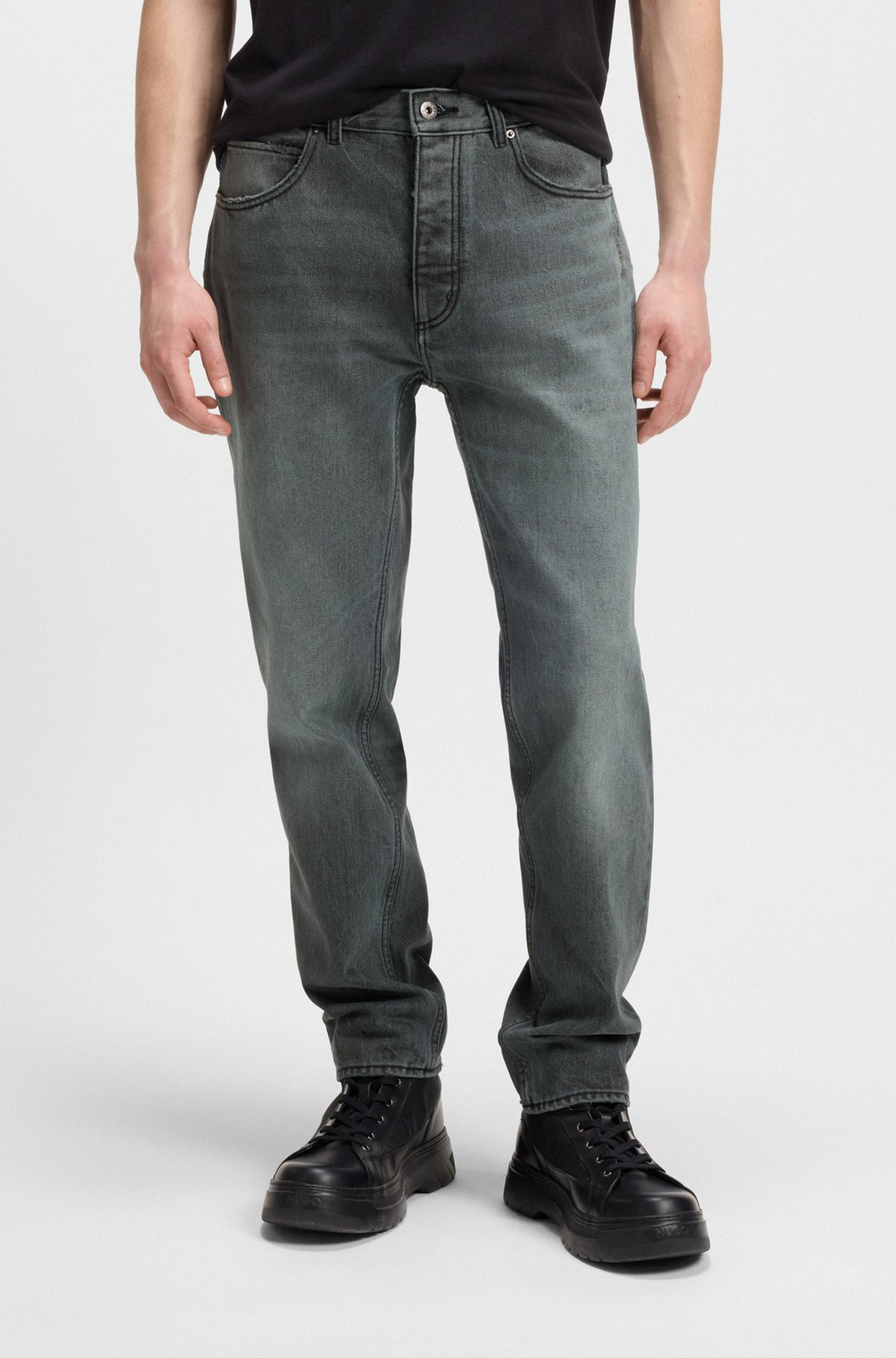 REGULAR-FIT JEANS IN GRAY RIGID DENIM - 2
