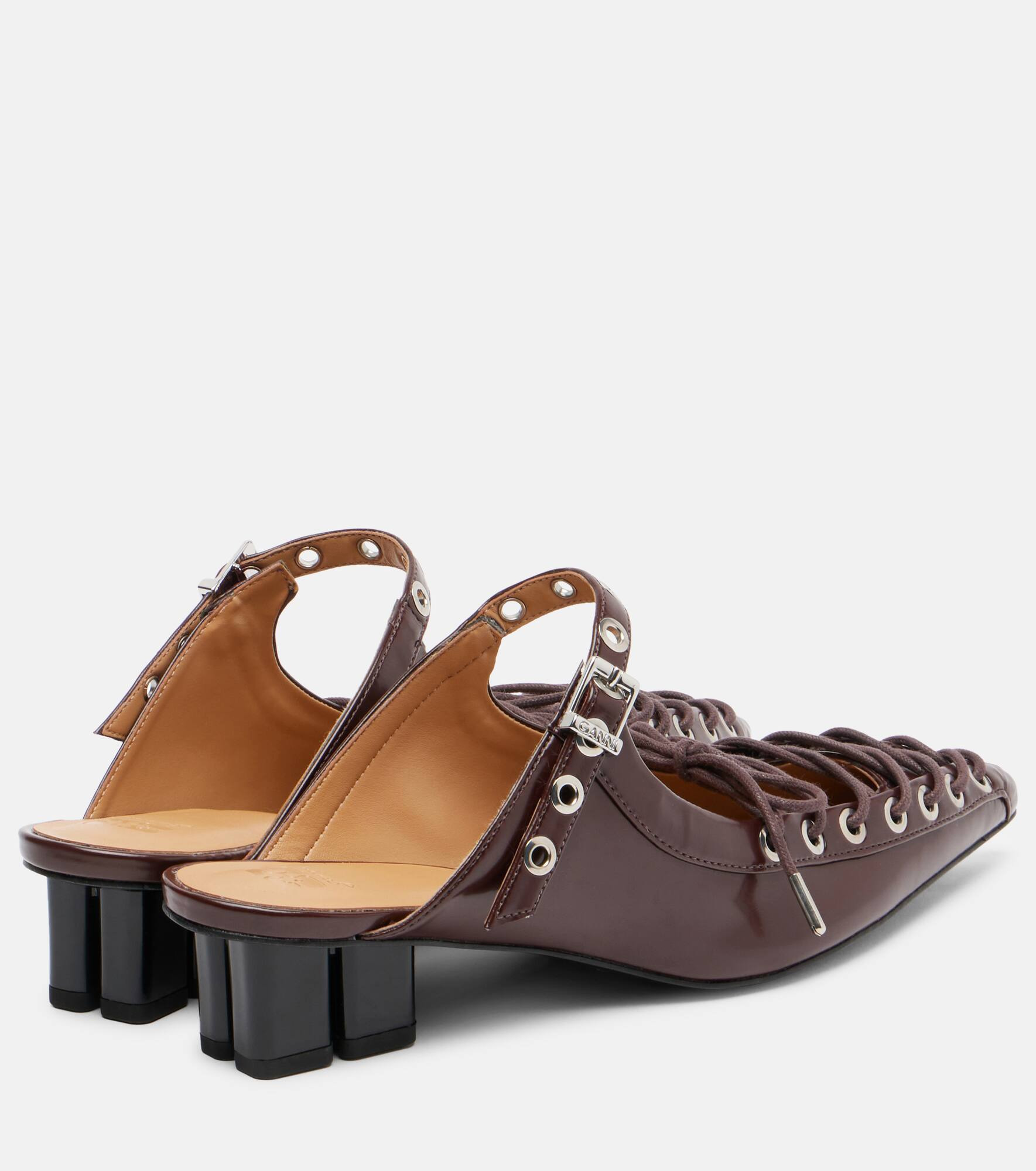 Eyelets 35 lace-up mules - 2