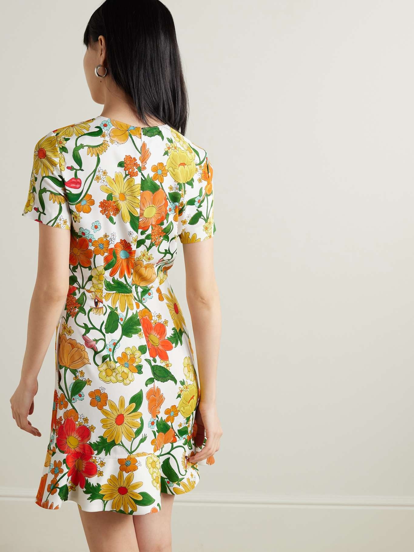 + NET SUSTAIN Ruffle-trimmed floral-print twill mini dress - 3
