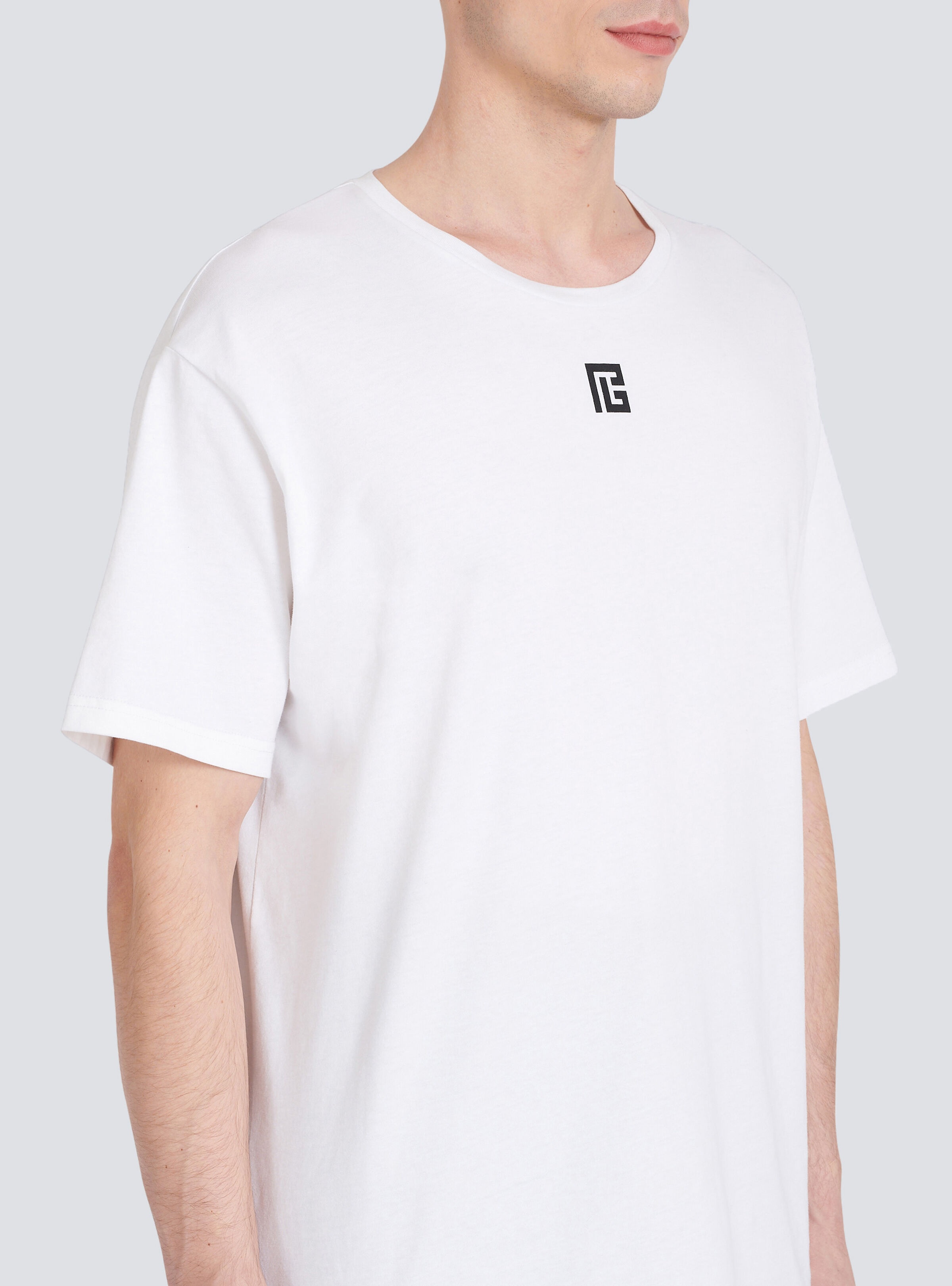 Oversized cotton T-shirt with maxi Balmain logo print - 7