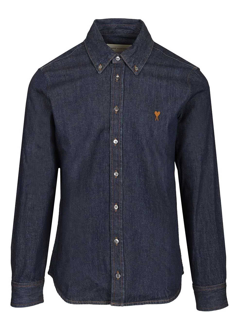 Contrasted Ami De Coeur Shirt Raw Indigo Light Denim Shirts Blue - 1