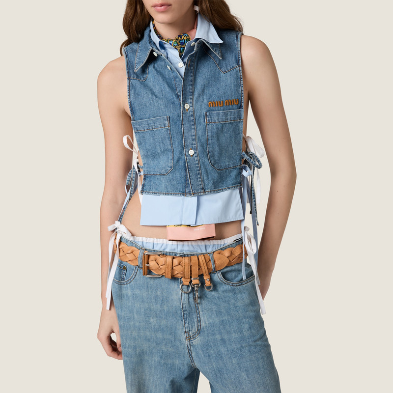 Cropped chambray tie shirt 4