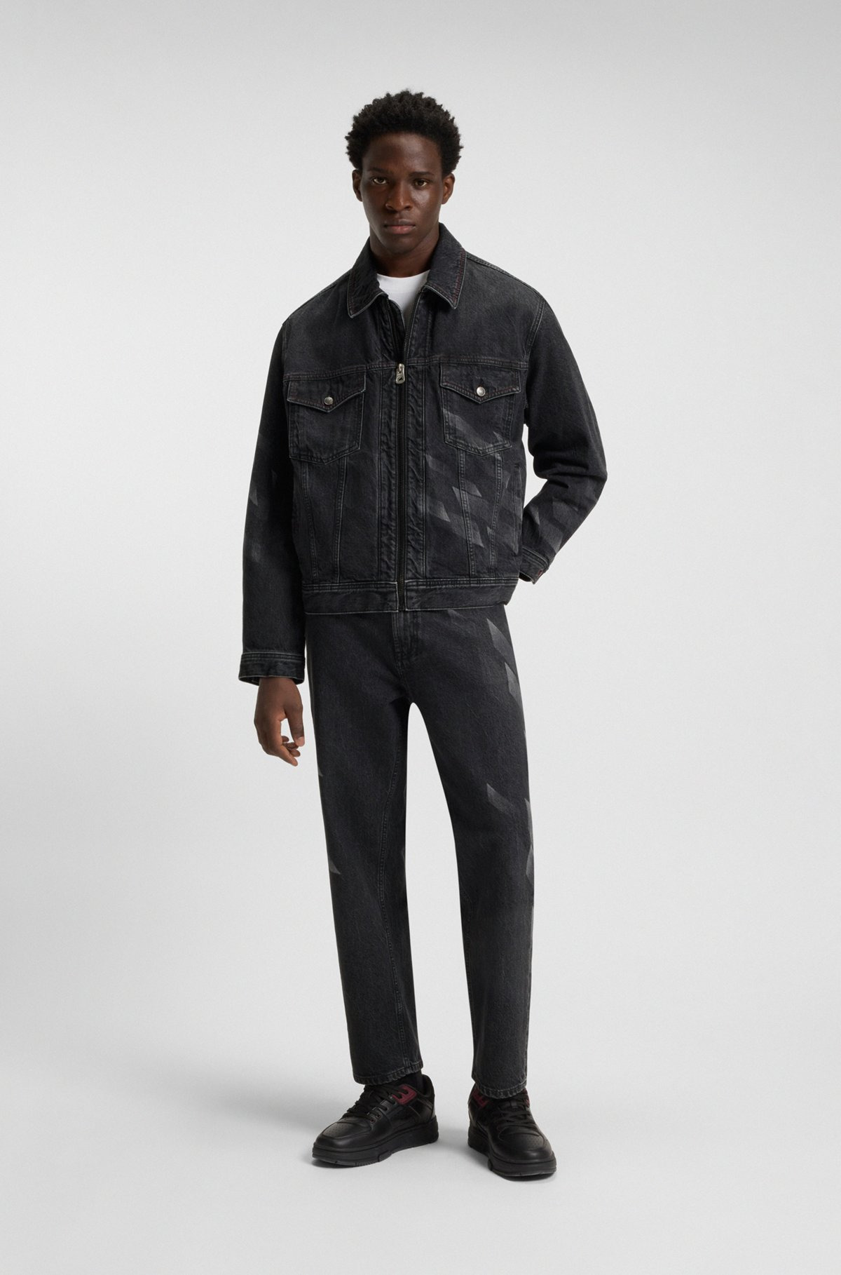 HUGO X RB RELAXED-FIT JEANS WITH LASERED PATTERN - 3