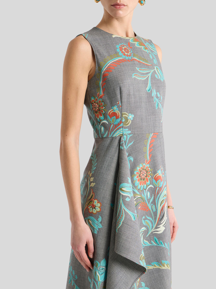 ASYMMETRIC WOOL-BLEND MIDI DRESS WITH DAFFODIL PRINT - 2