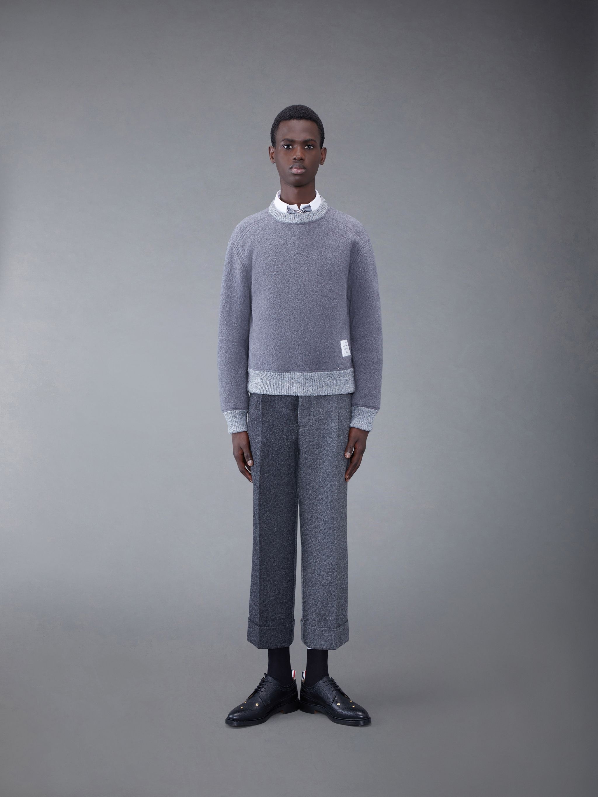 Wool Fleece Stripe Crew Neck Sweatshirt - 2
