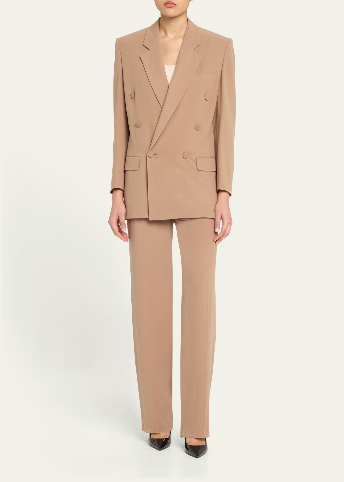 Double-Breasted Silk Wrap Blazer - 2