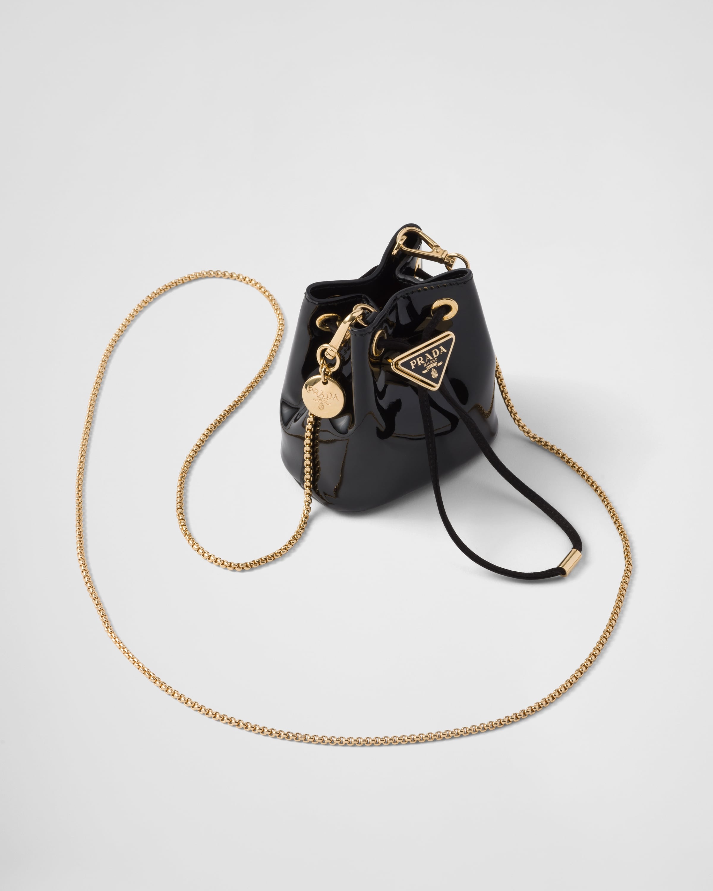 Prada Mini Patent-Leather Pouch | saksfifthavenue | REVERSIBLE