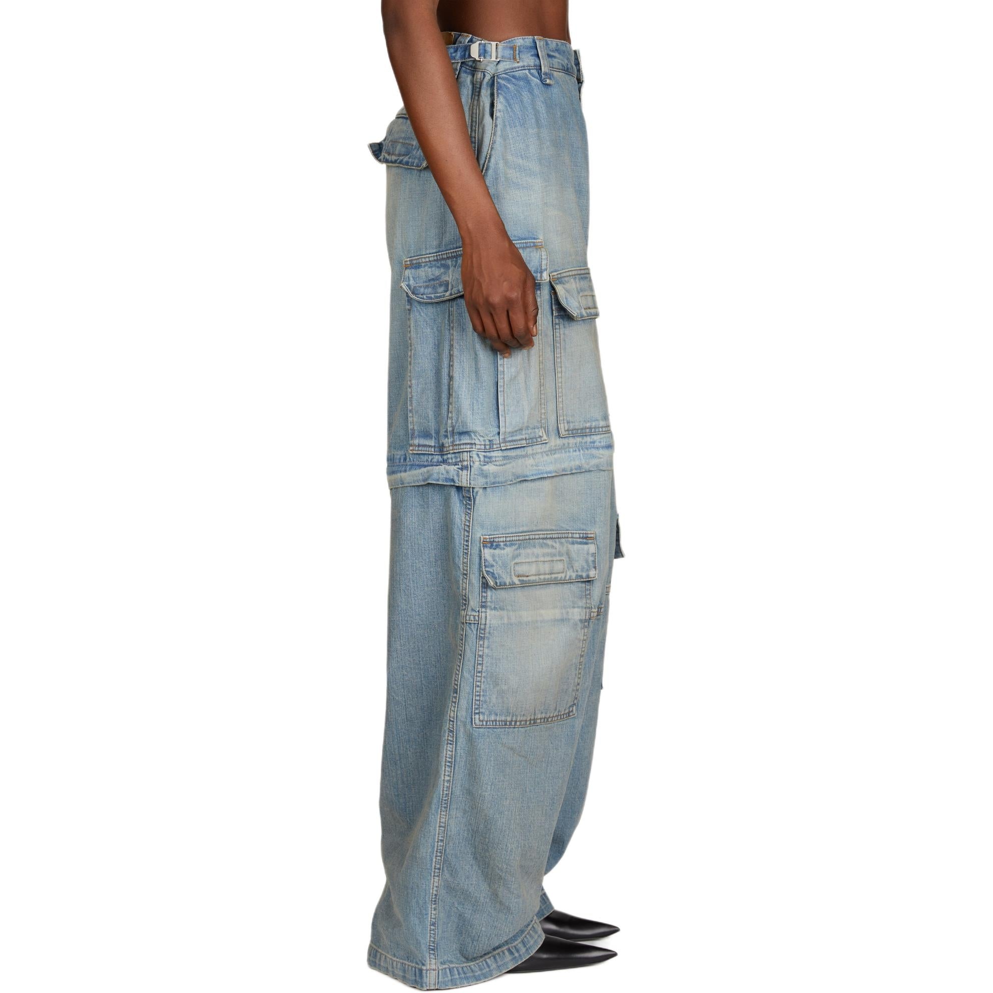 (WMNS) Balenciaga 24SS Zipper Type 2Way Denim Cargo Pants 'Blue' 773759TPW534868 - 5