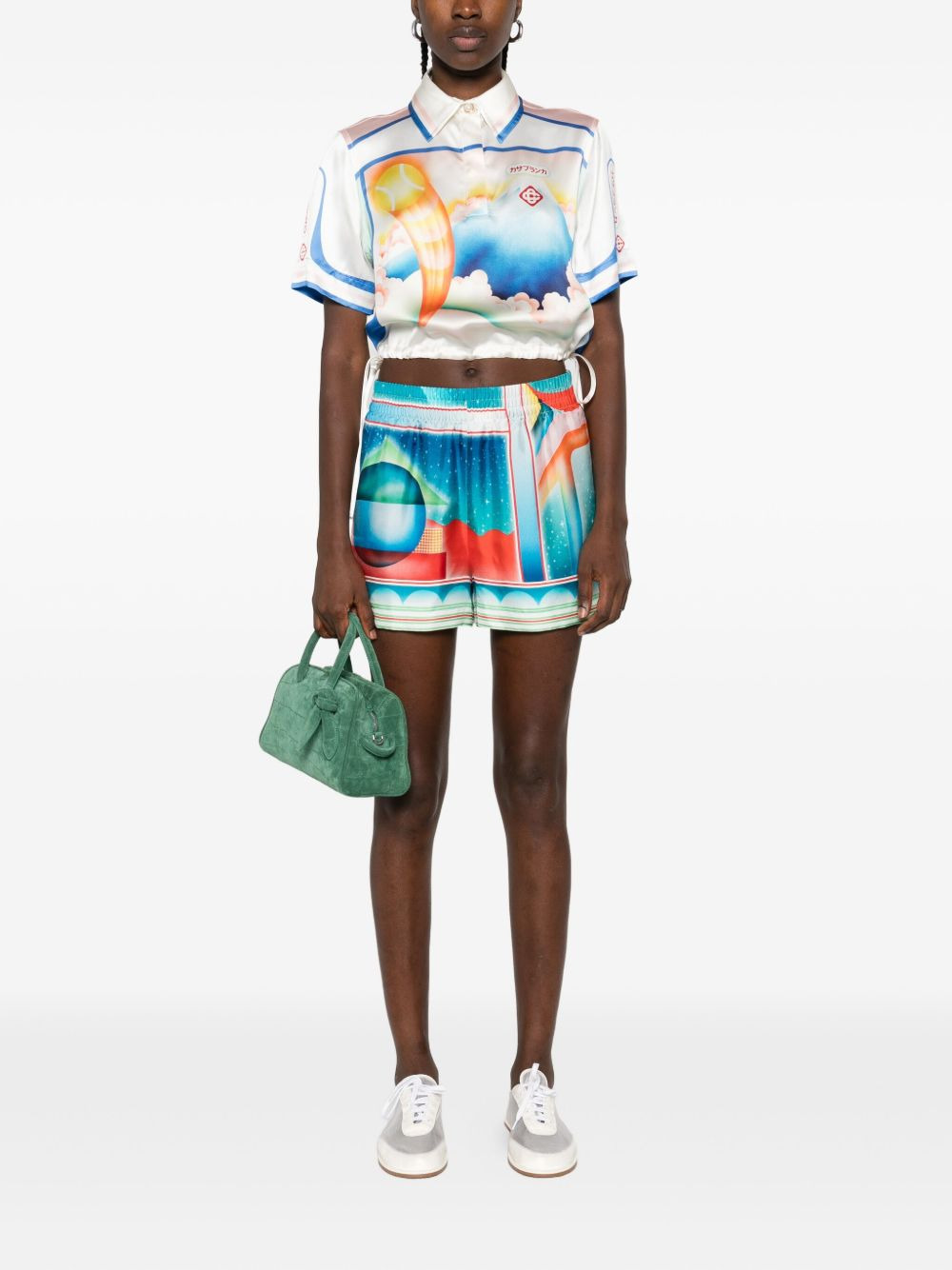 printed silk top - 2