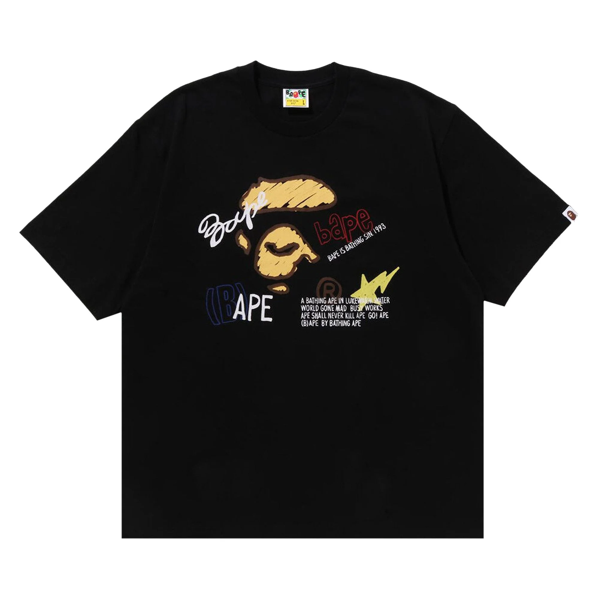 BAPE Hand Draw Graphic Relaxed Fit Tee 'Black' - 1