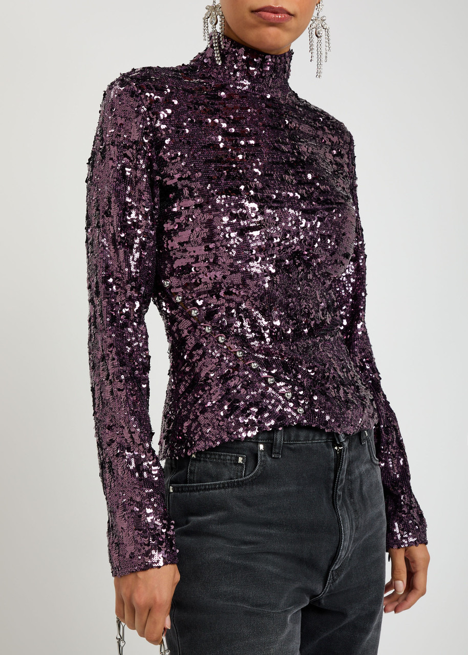 Rabanne Sequin-embellished Chiffon top - 5