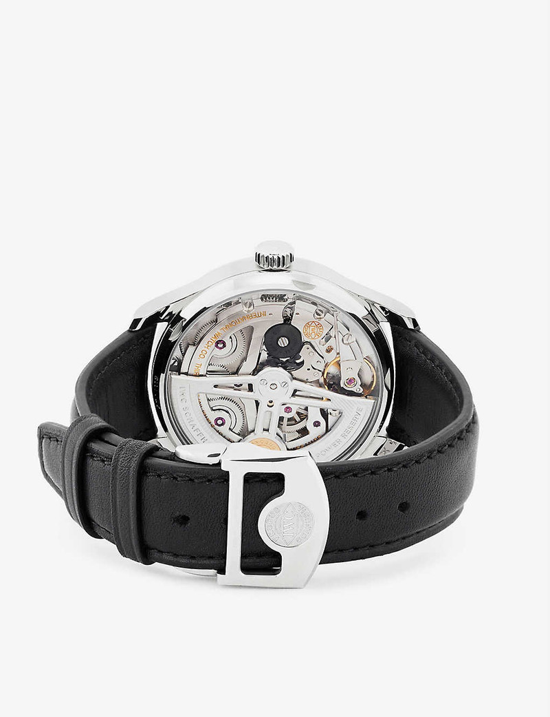 IW500704 Portugieser stainless-steel and leather automatic watch 5