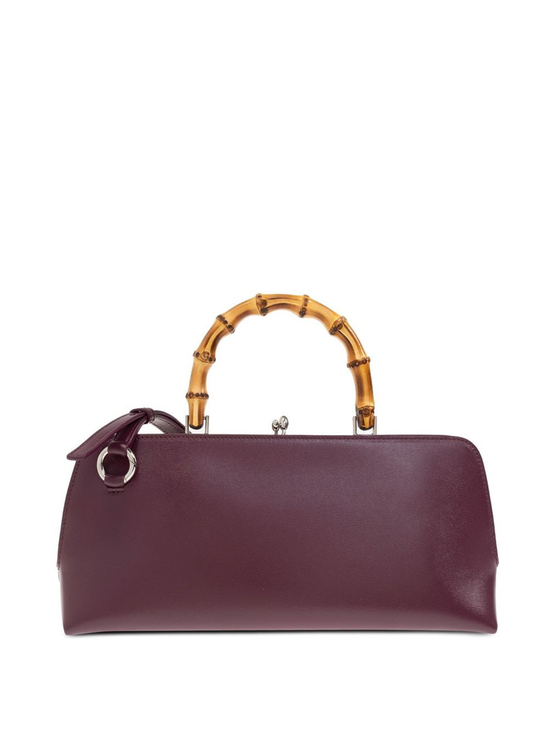 bamboo-handle leather tote bag 3