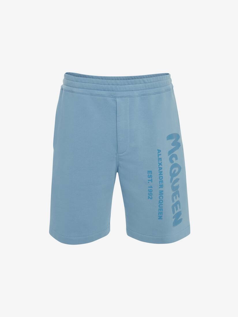 Mcqueen Graffiti Shorts in Sky Blue - 1