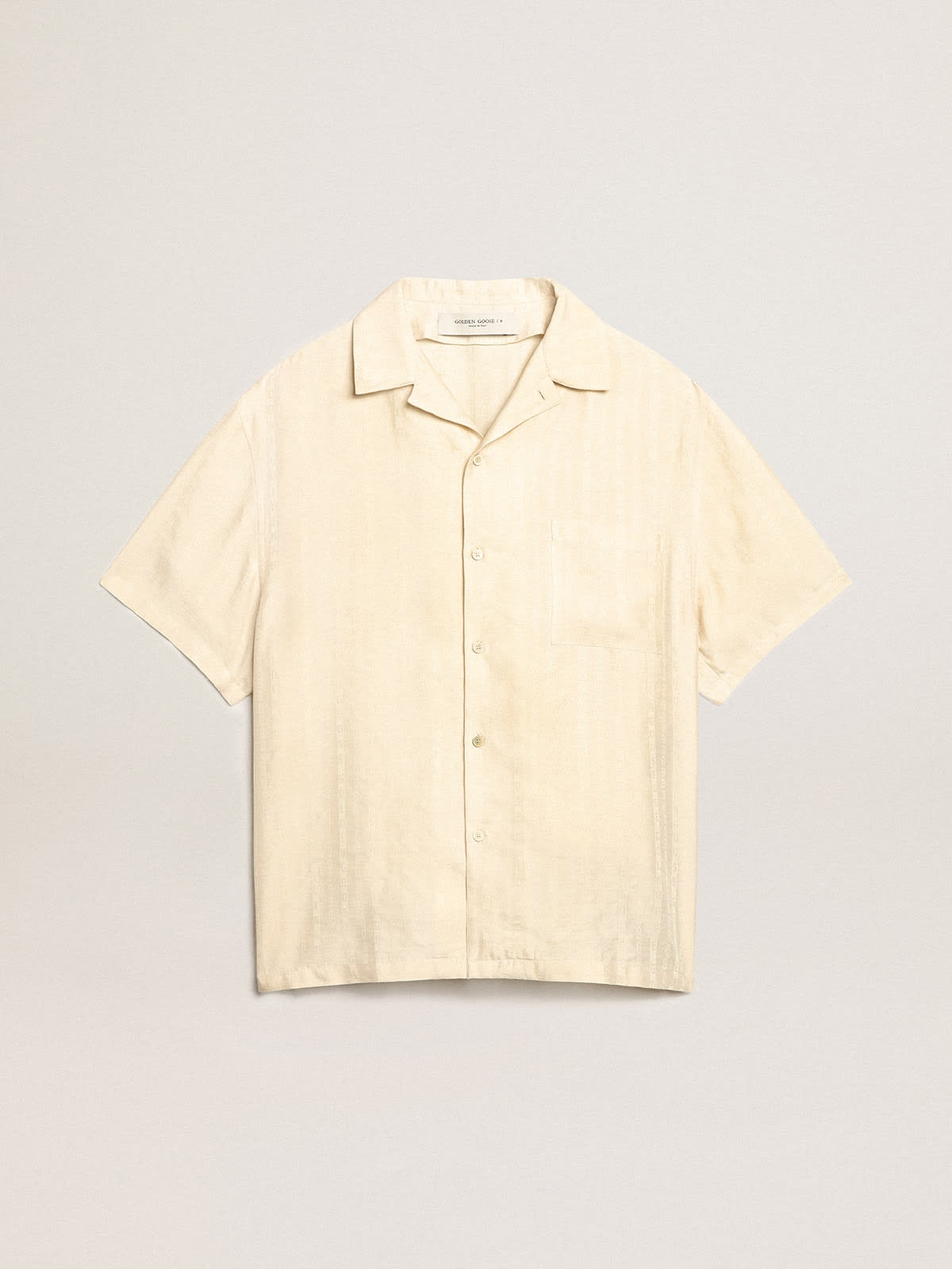 Short-sleeved shirt in parchment-colored linen - 1