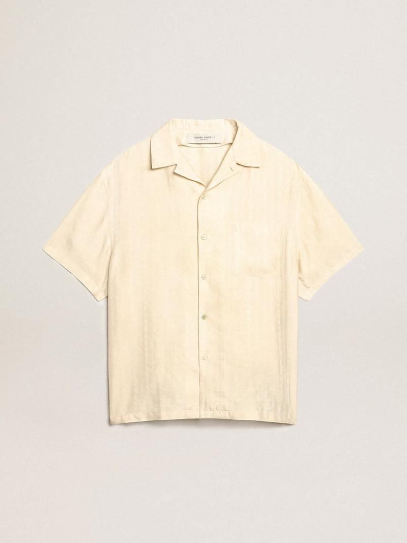 Short-sleeved shirt in parchment-colored linen 1
