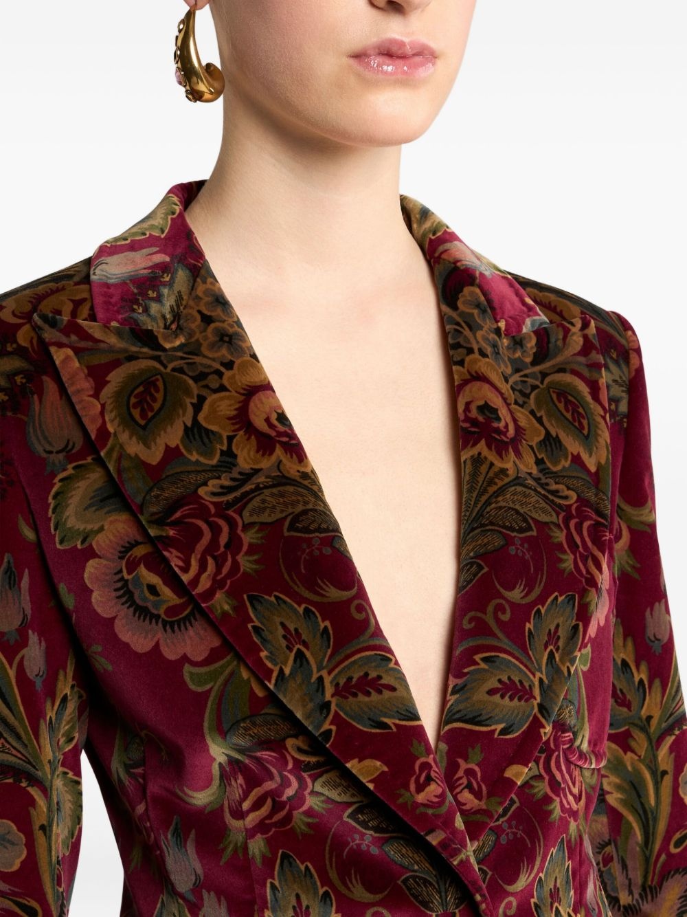 floral velvet blazer - 4