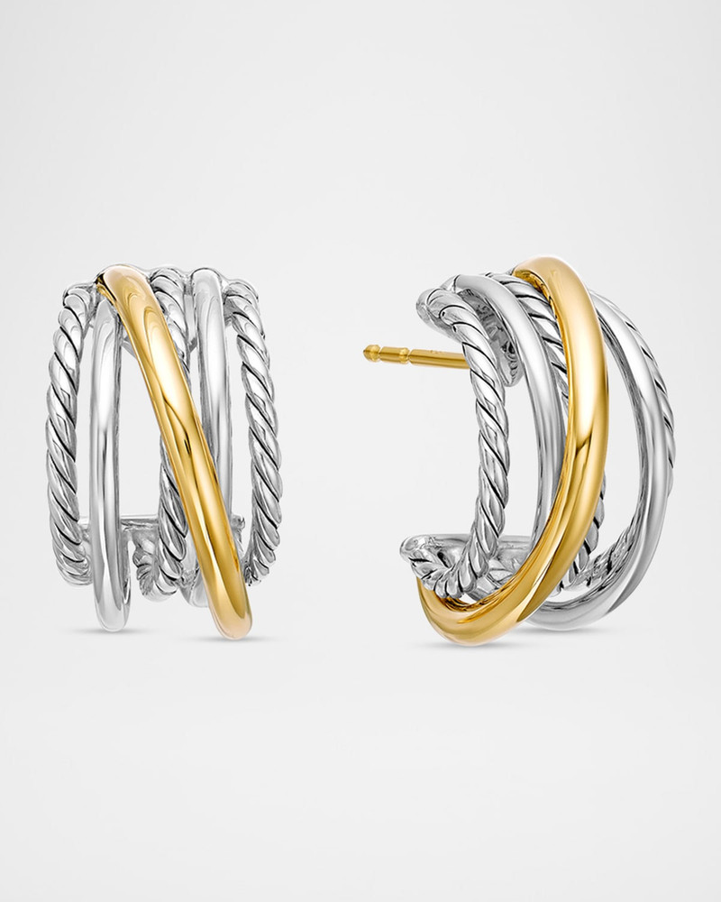 DY Crossover Huggie Hoop Earrings w/ 18k Gold 1