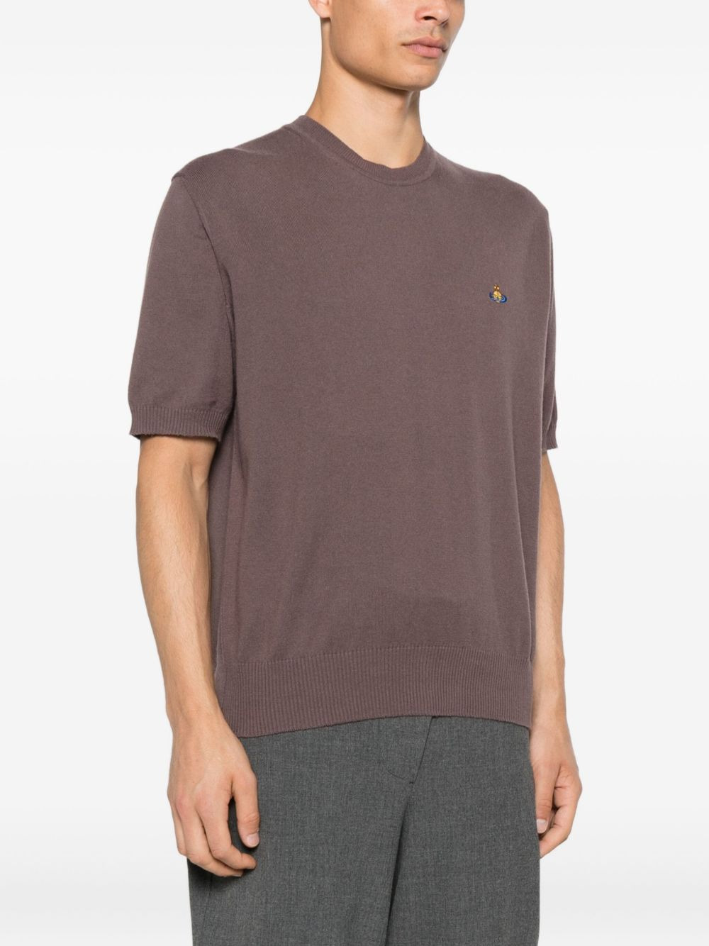 logo-embroidered short-sleeve sweater - 3