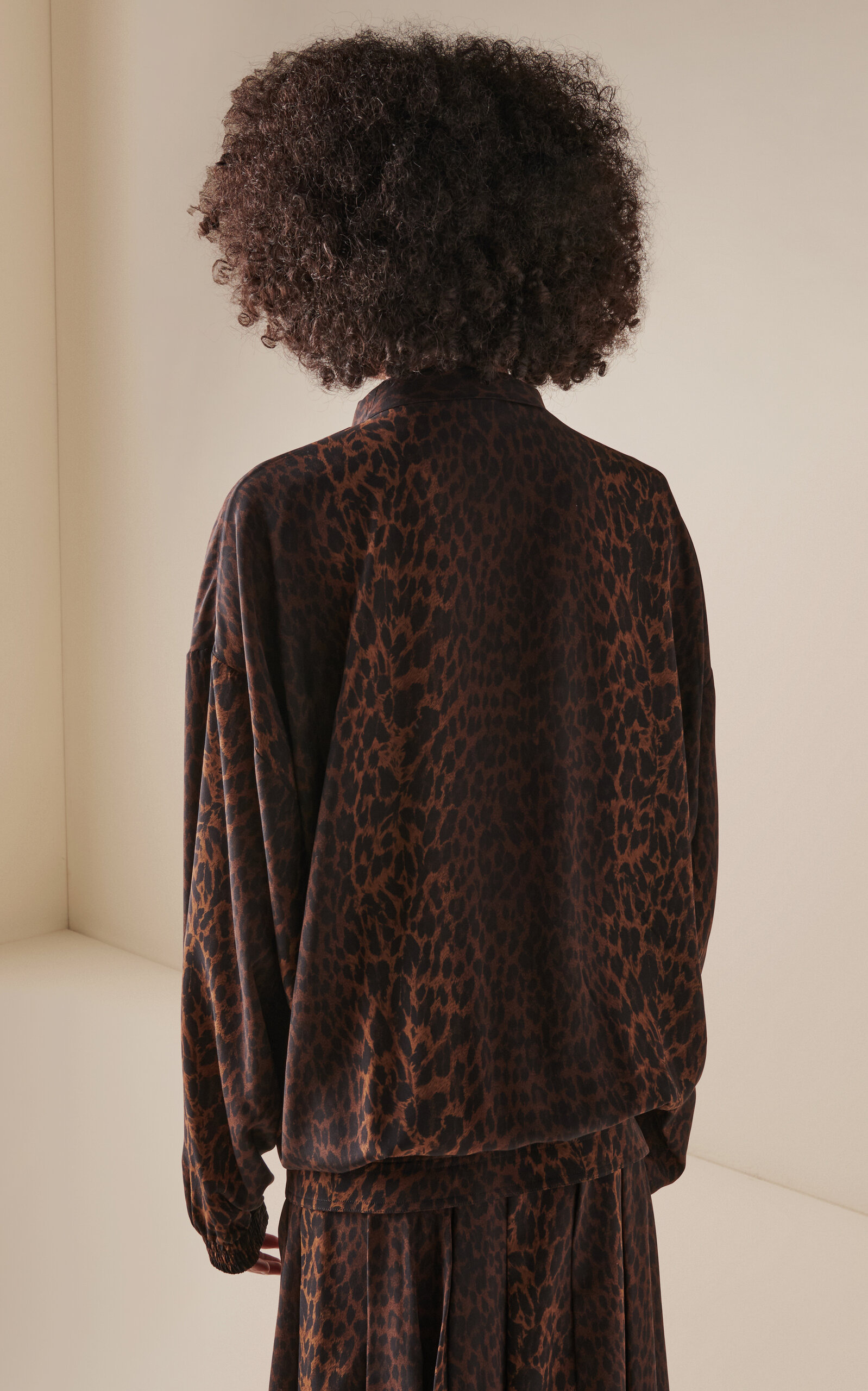 Tracksuit-Style Silk-Crepe Blouse brown - 4
