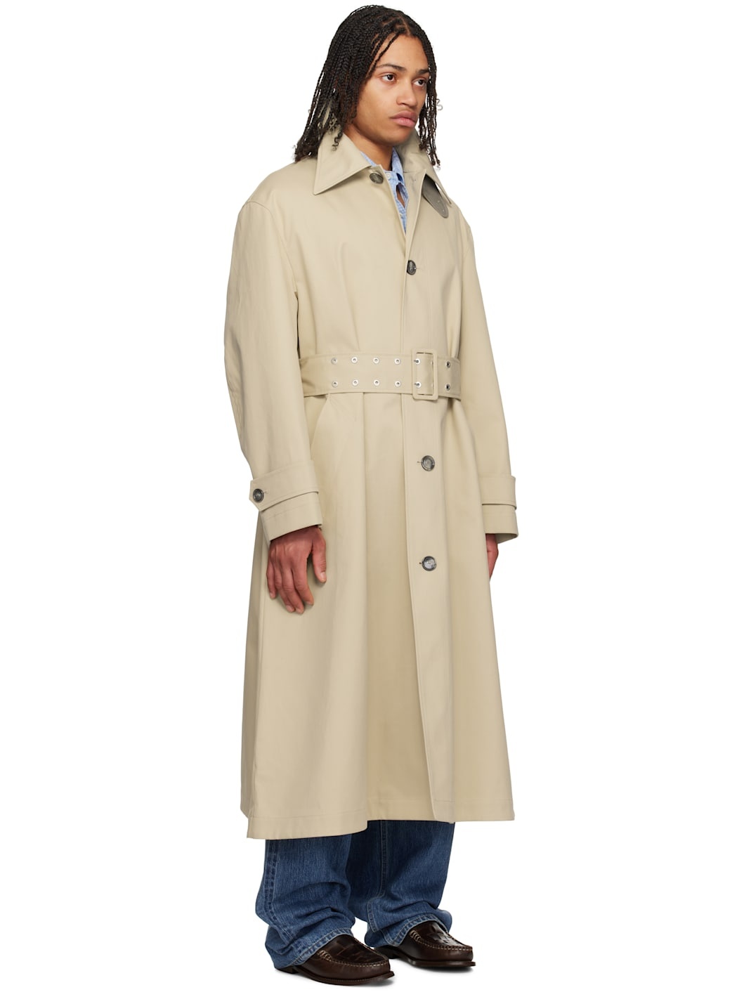 Beige Cotton Belted Mac Coat - 2