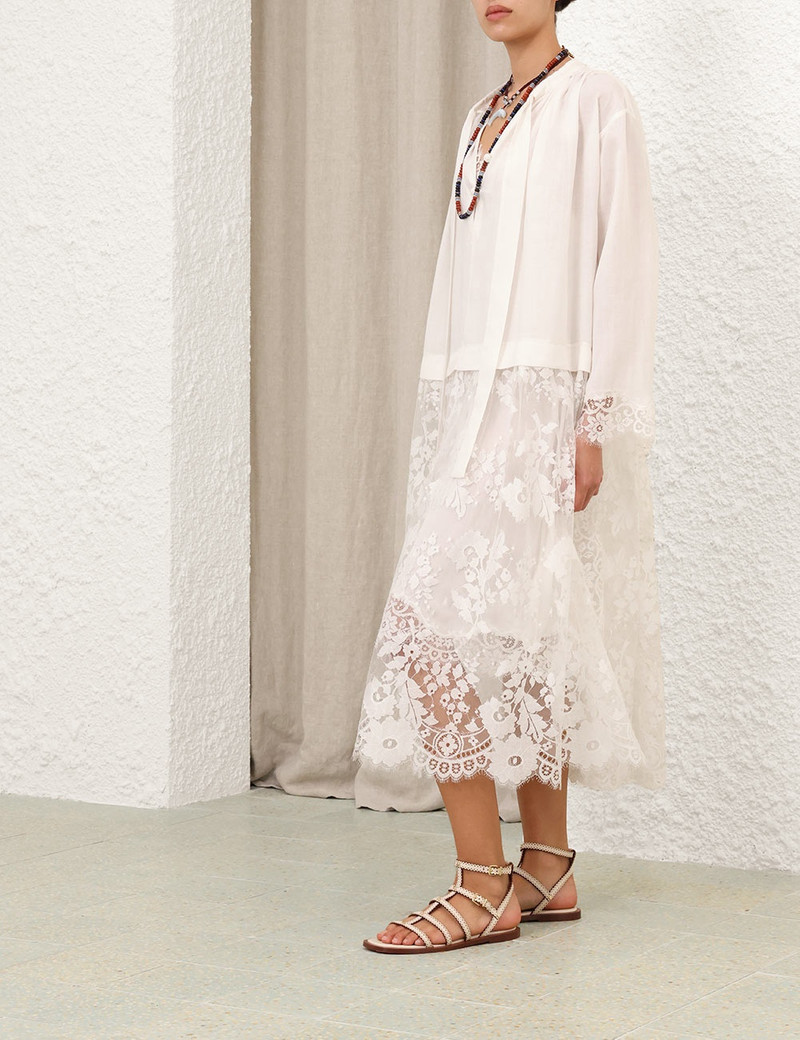 Zimmermann ILLUMINATE LACE SMOCK DRESS - 3274DS251IVO | REVERSIBLE