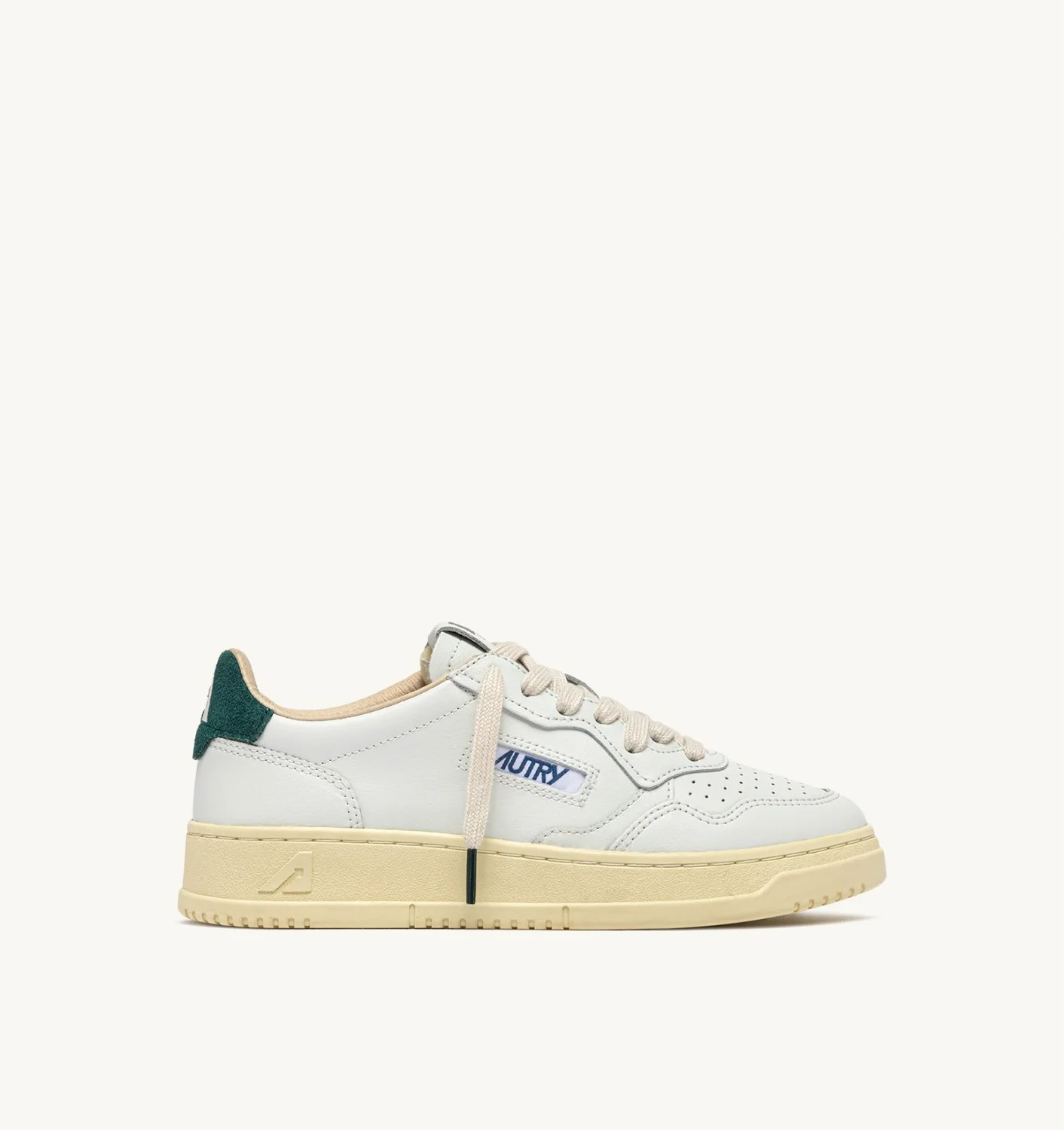 MEDALIST LOW SNEAKERS IN WHITE LEATHER AND DARK SEA SUEDE - 1