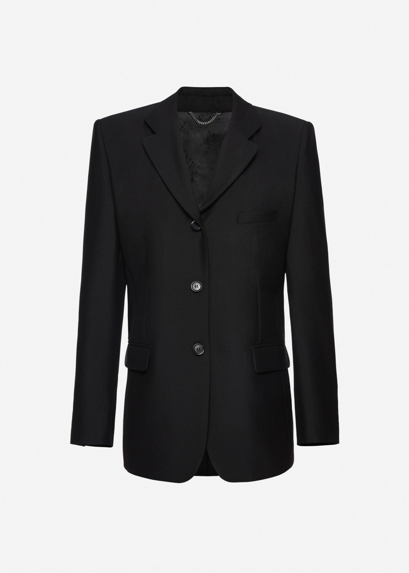 Single-breasted wool blazer in black 1