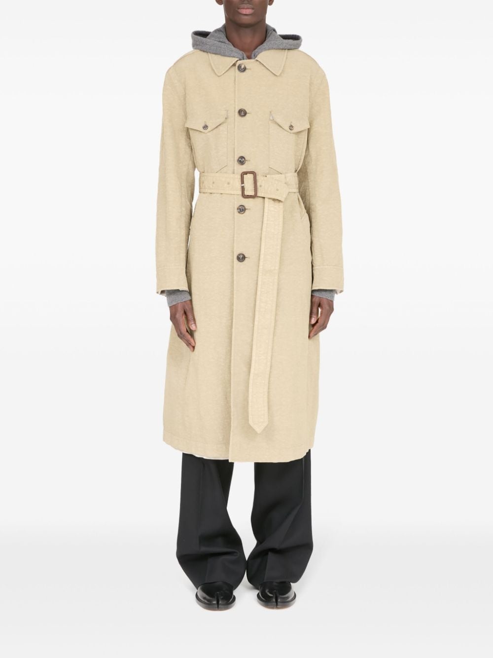 canvas belted trench coat - 2