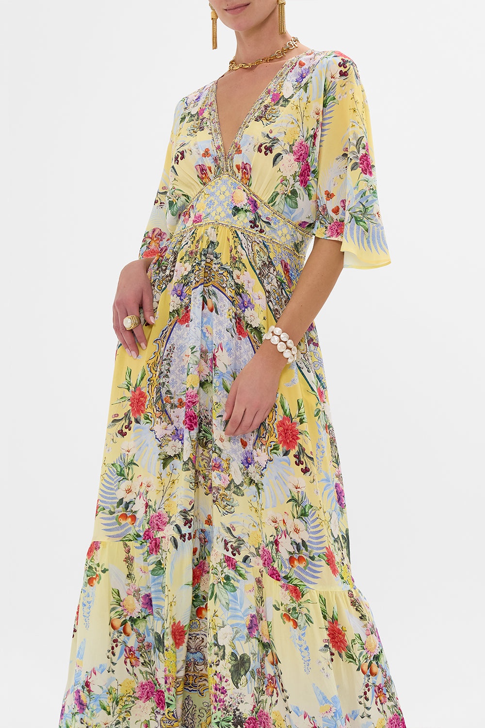 WAISTED DRESS WITH HEM RUFFLE - 5