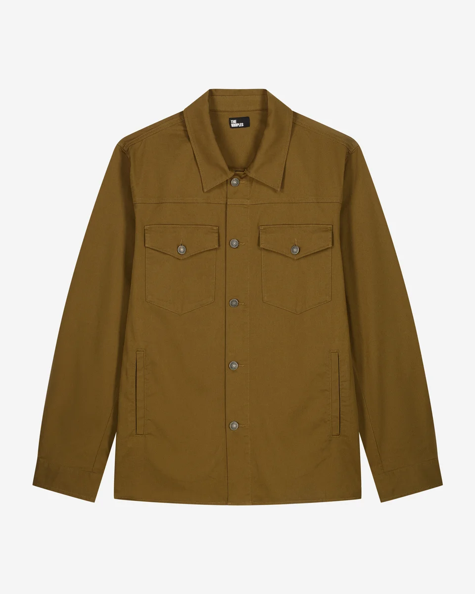 OVERSHIRT WITH BRONZE PATCH POCKETS - 1