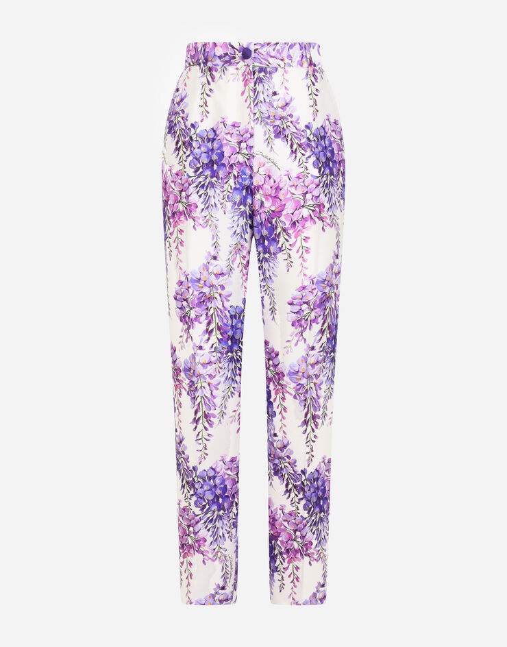 Wisteria-print Mikado pants - 3