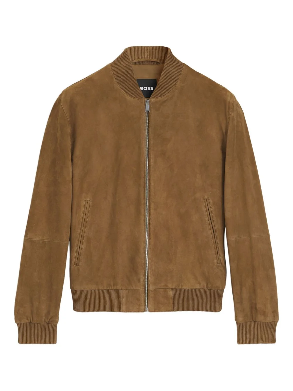 zip ribbed suede jacket - 1