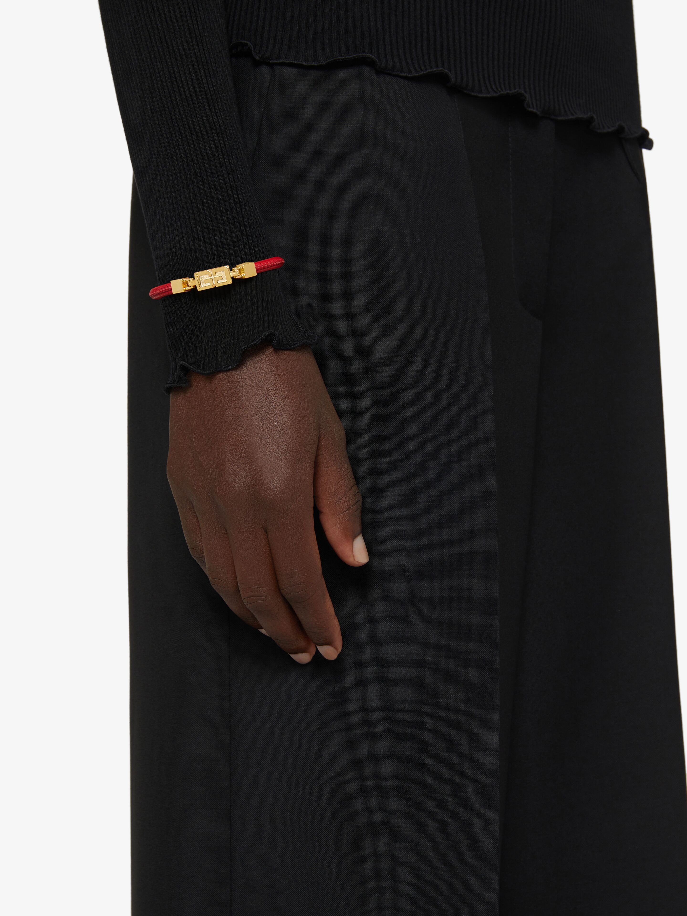 G CUBE BRACELET IN LEATHER AND METAL - 3