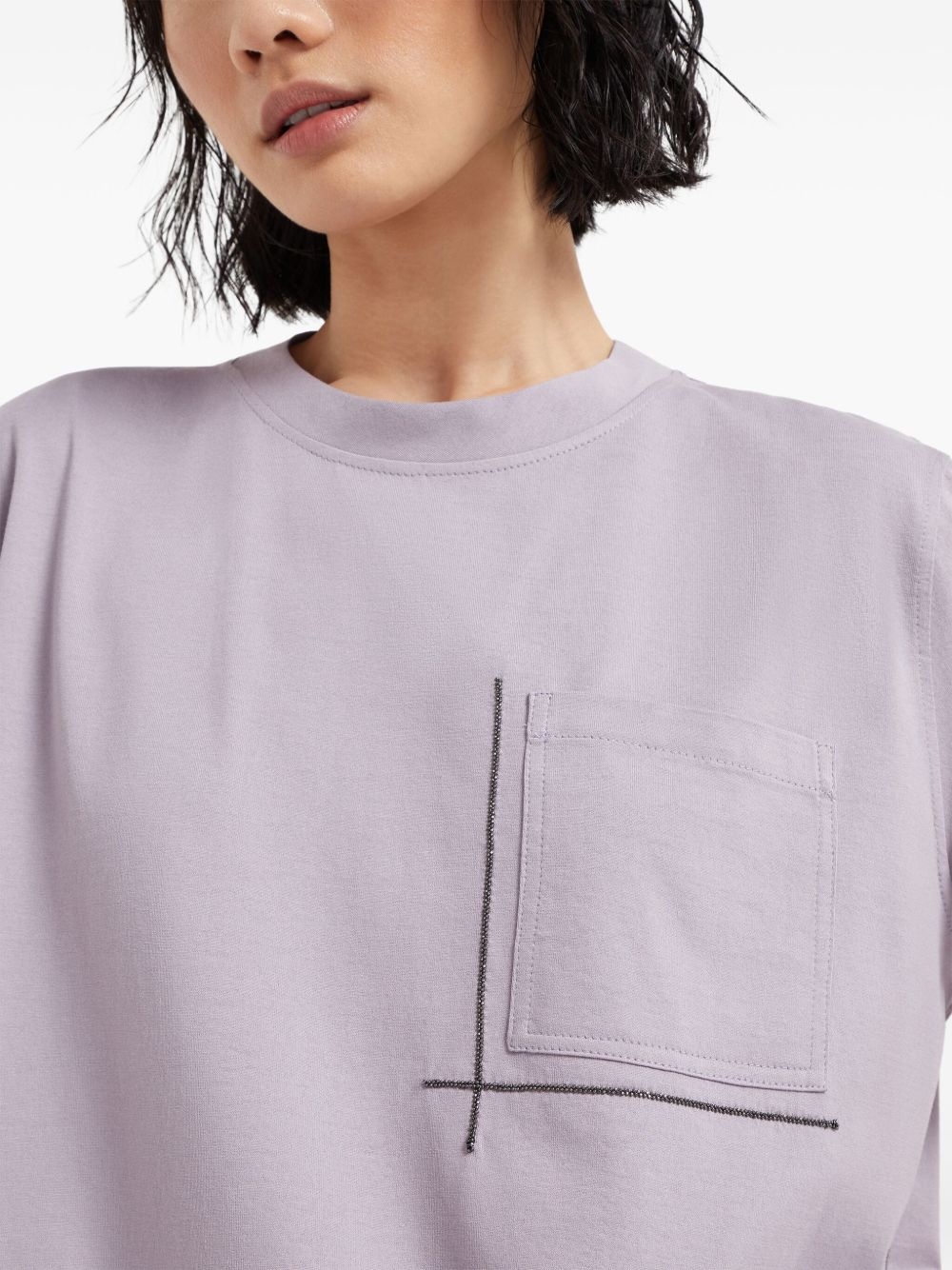 Monili-embellished cotton T-shirt - 5