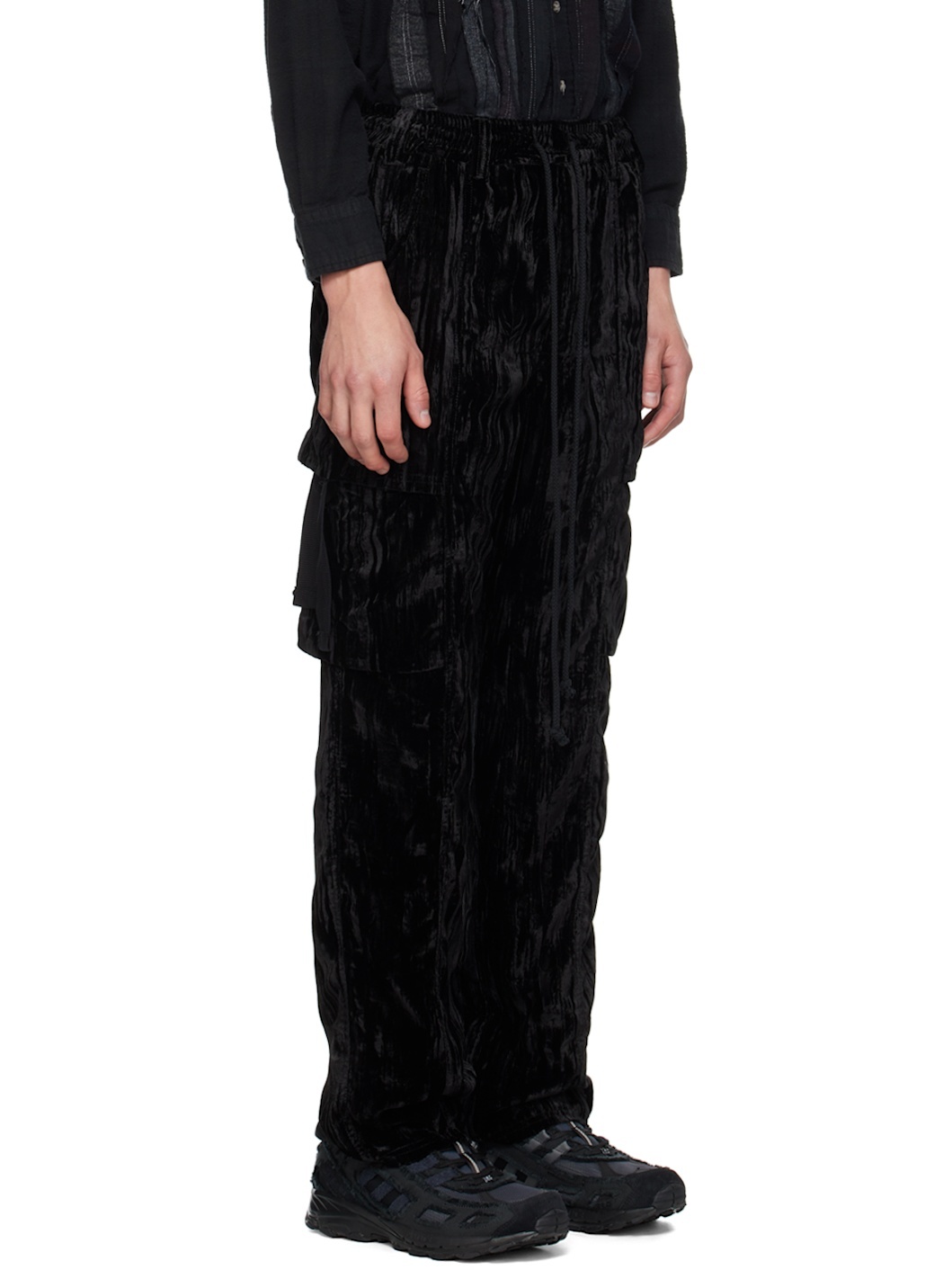 Black Lined Cargo Pants - 2
