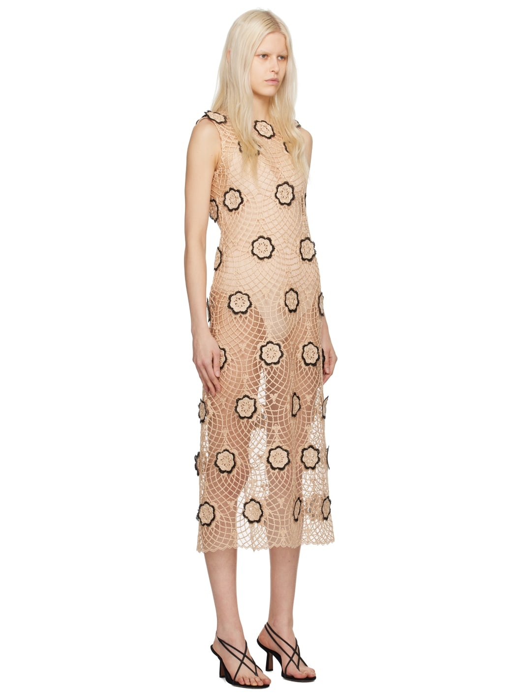 Beige & Black Zelle Midi Dress - 2