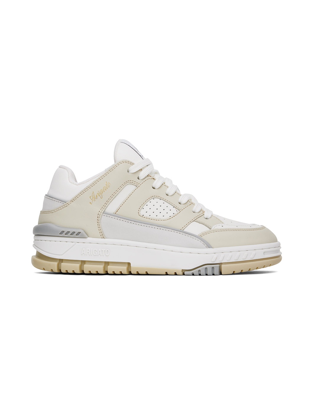 White & Beige Area Lo Sneakers - 1