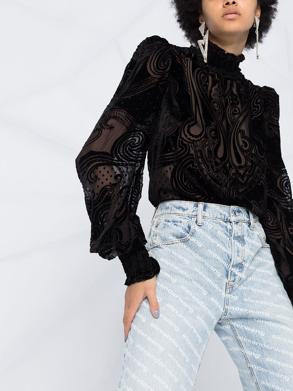 semi-sheer paisley shirt - 5