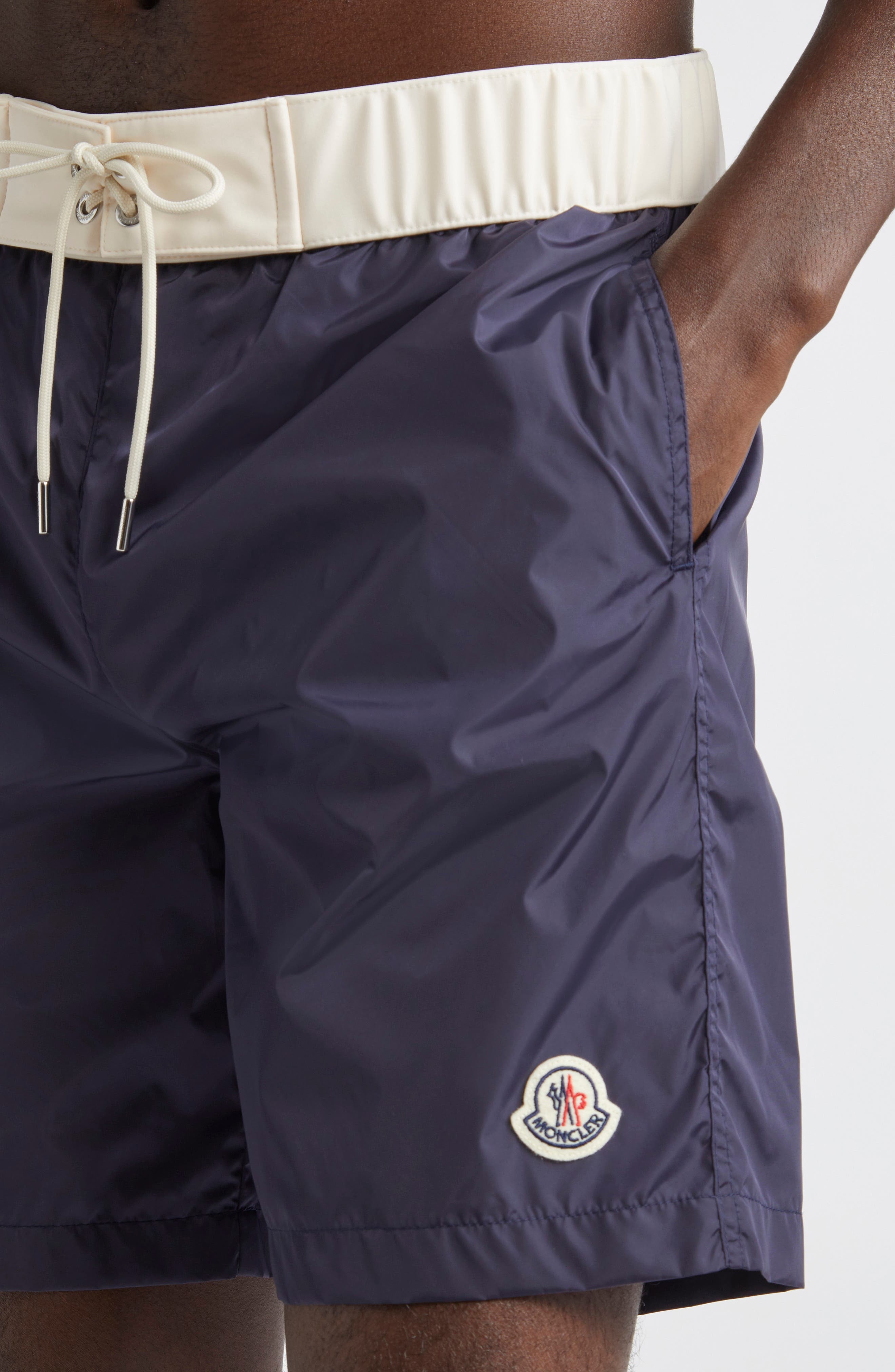 Moncler Logo Patch Swim Trunks in Inkling at Nordstrom - 4