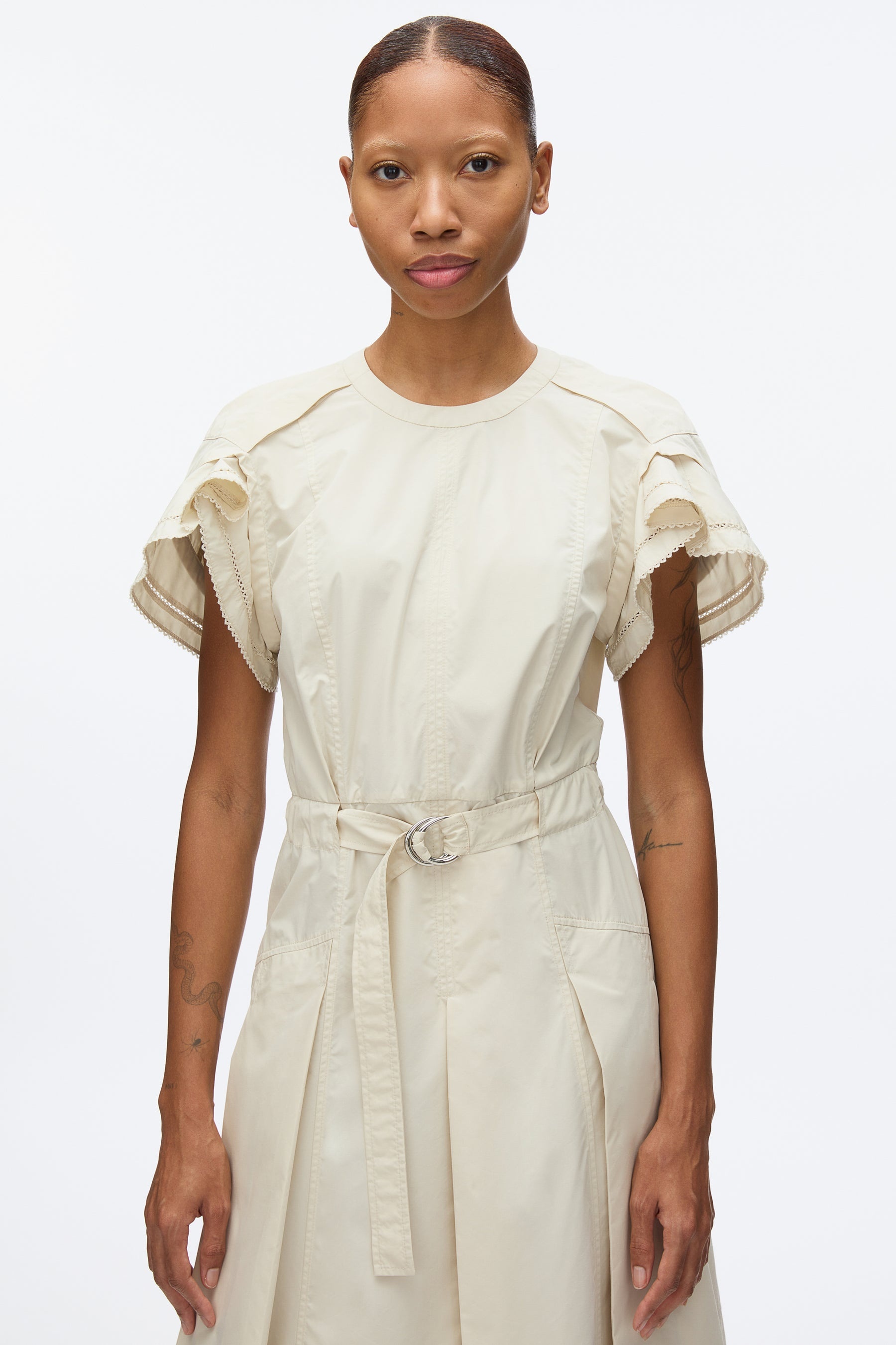 Cascade Petal Sleeve Shirt Dress - 5