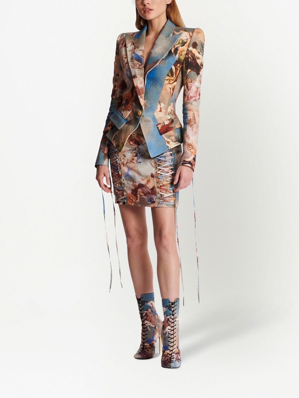 abstract-print double-breasted blazer - 2