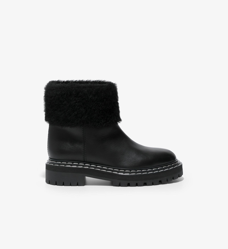 Lug Sole Shearling Ankle Boots - 1
