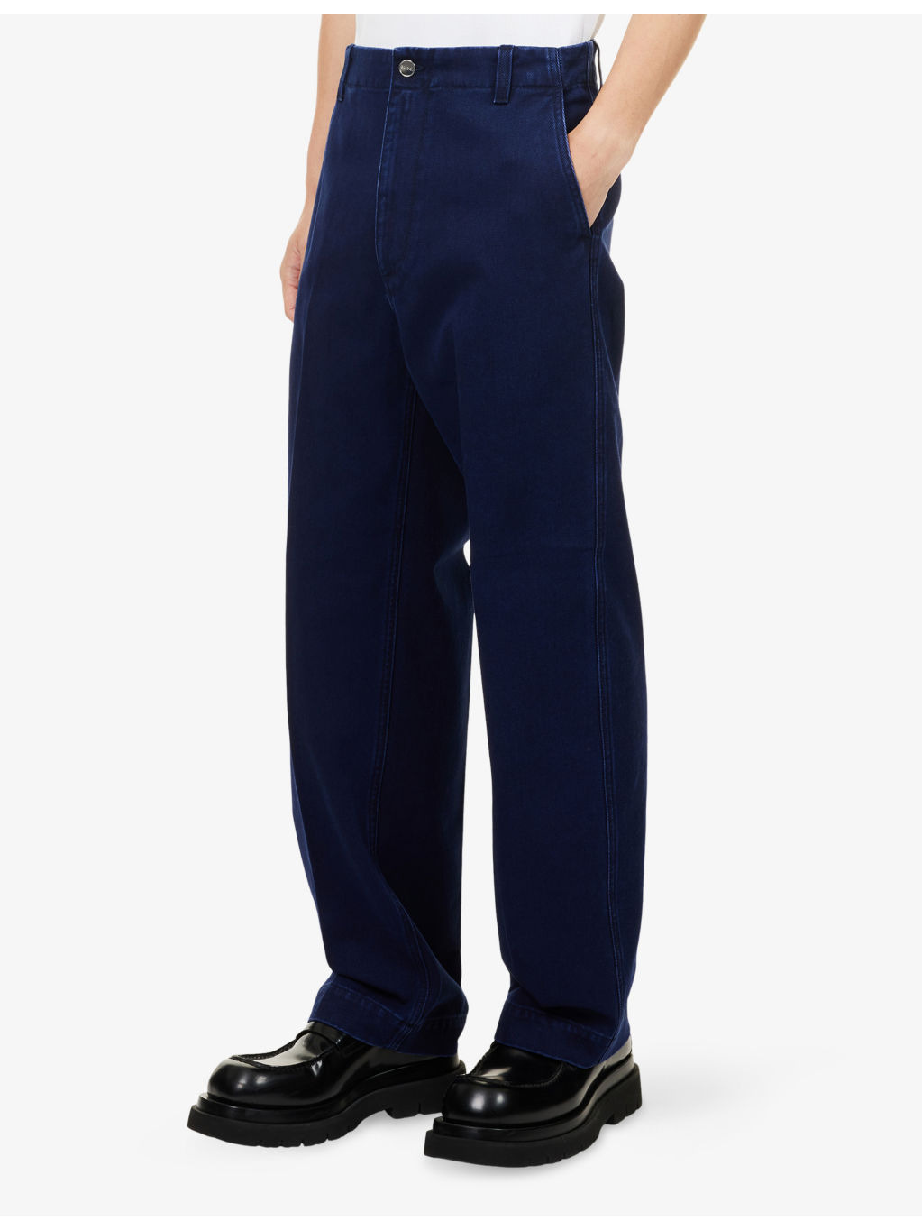 Embossed-Logo Straight-Leg Denim Chino Trousers - 3