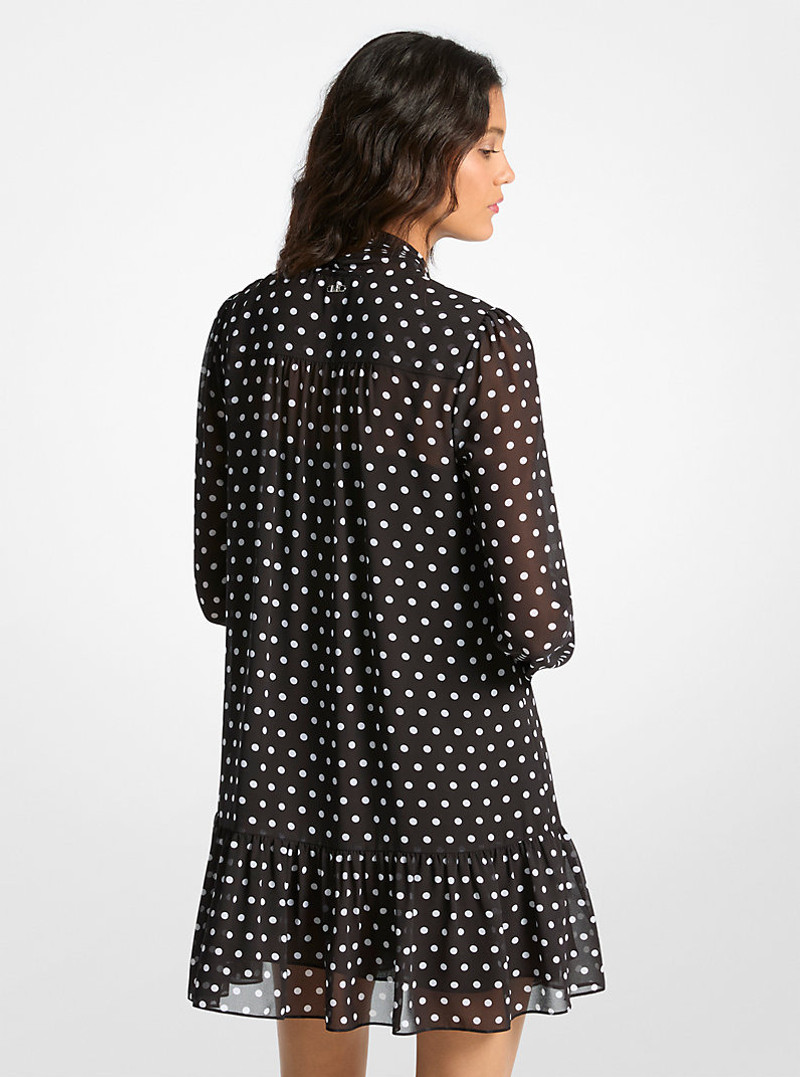 MICHAEL KORS Polka Dot Print Georgette Tie-Neck Dress outlook