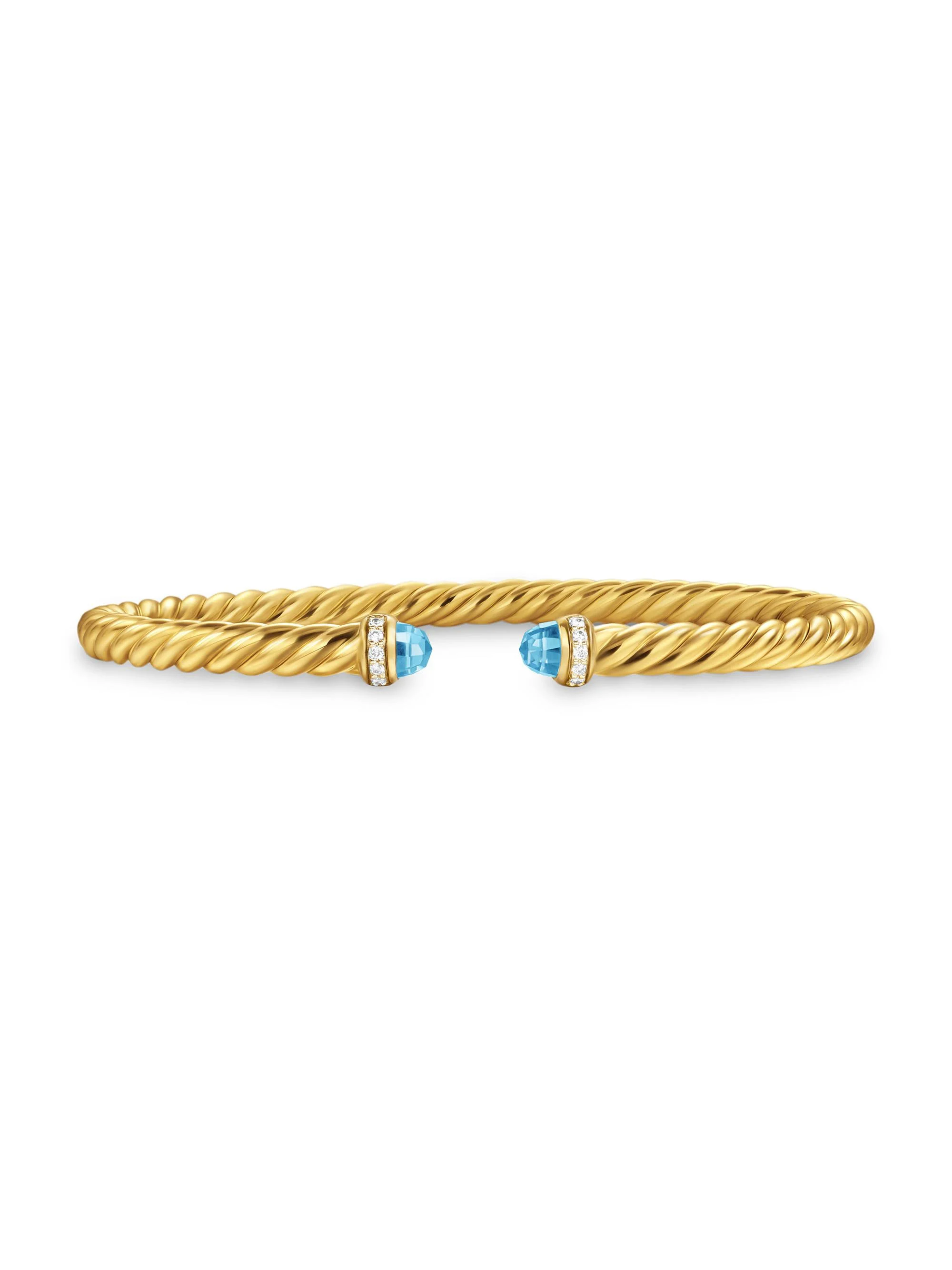 Women's Cablespira Flex Bracelet in 18K Yellow Gold - Blue Topaz - 1