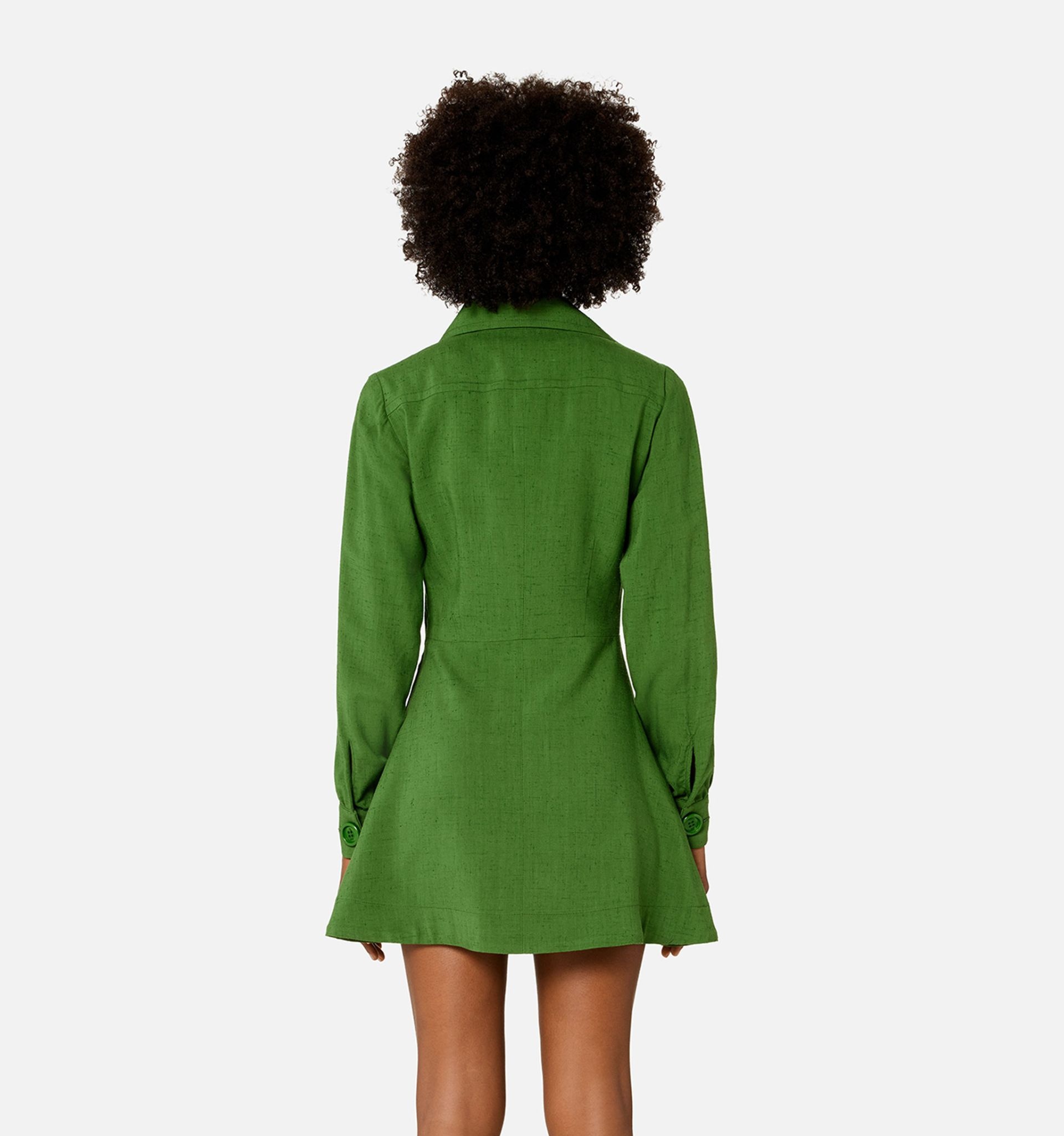 Buttoned Collar Short Dress - 6